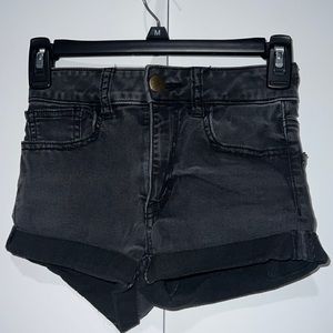 American Eagle black high-waisted jean shorts